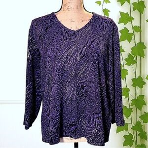 Allison Daley Black Purple Blouse Petite L